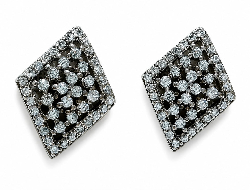 Kritharth Jewels Sparkling Floral Diamond-Style Rhombus Stud Earrings