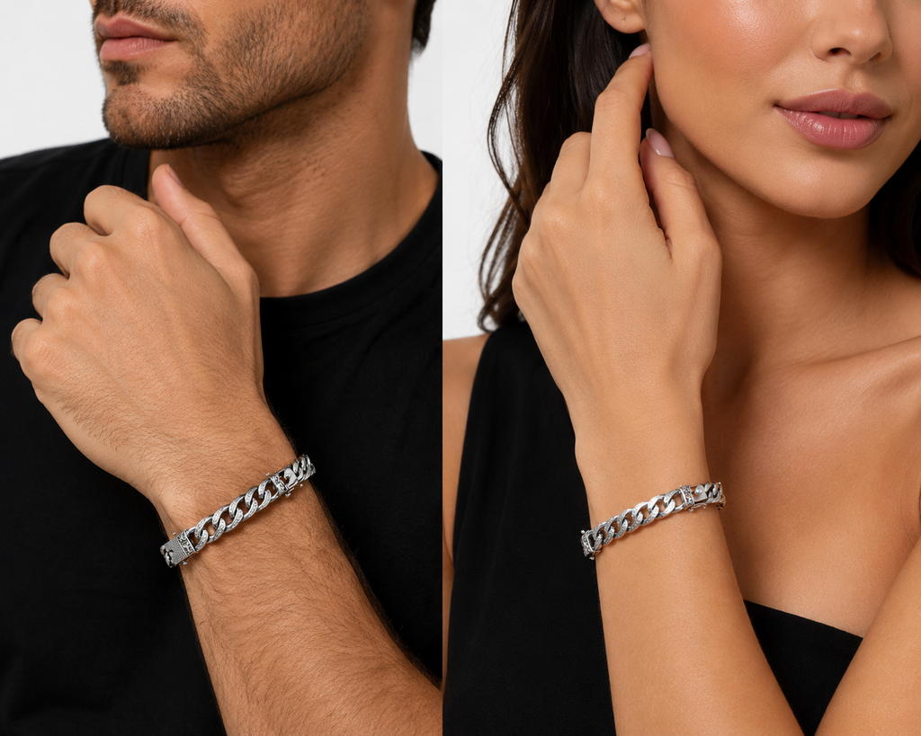 Kritharth Jewels Premium Silver Cuban Link Bracelet