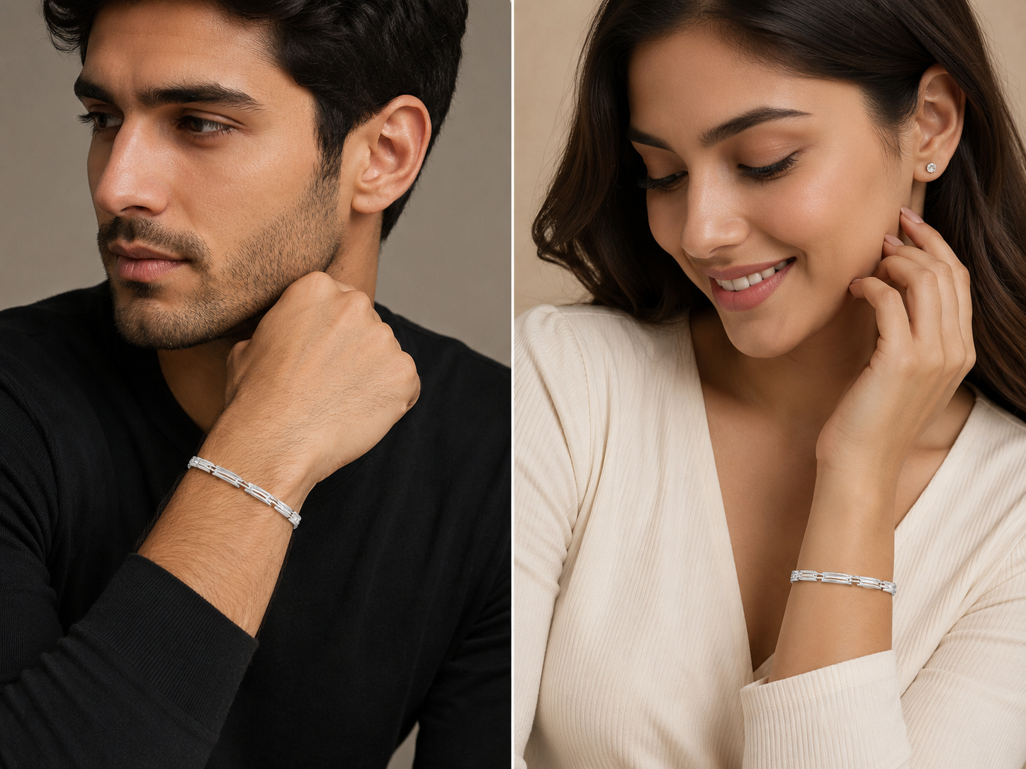Kritharth Jewels Silver-Tone Designer Link Bracelet