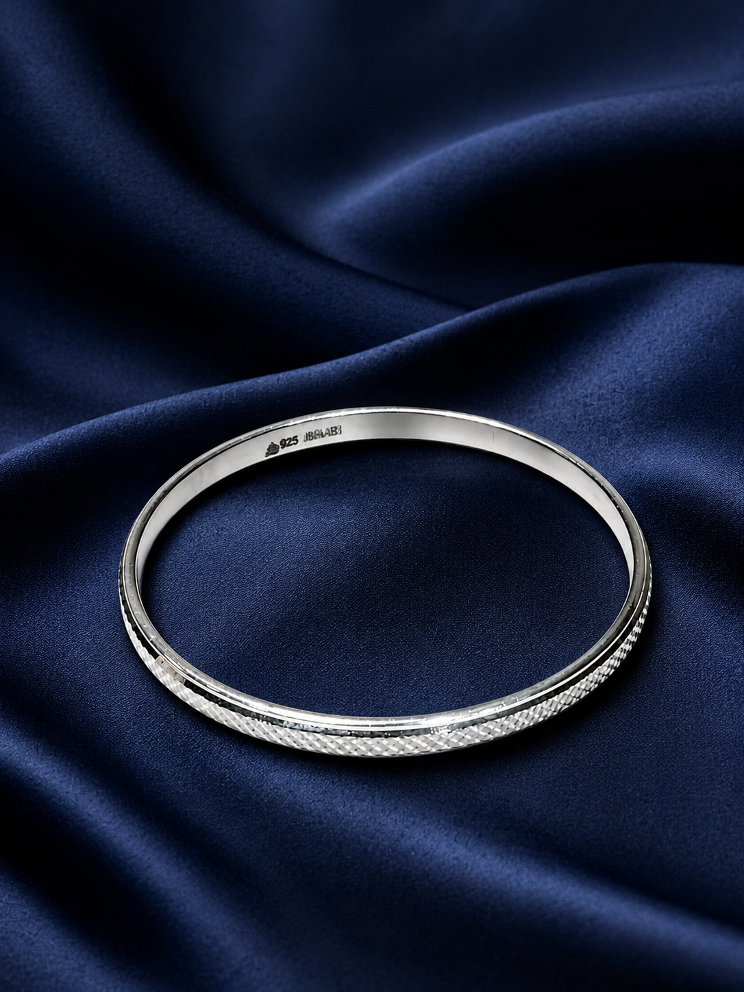 925 Sterling Silver Textured Bangle for Men