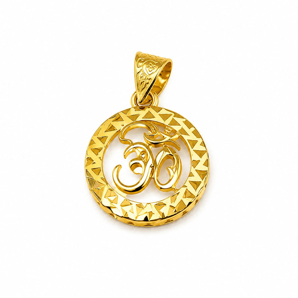 18K Gold Om Divine Round Pendant