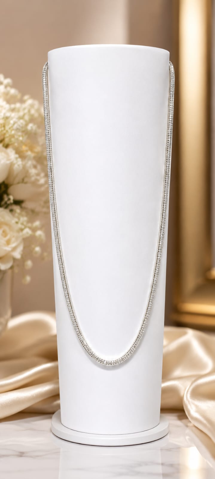 Elegant Silver-Tone Tennis Chain Necklace