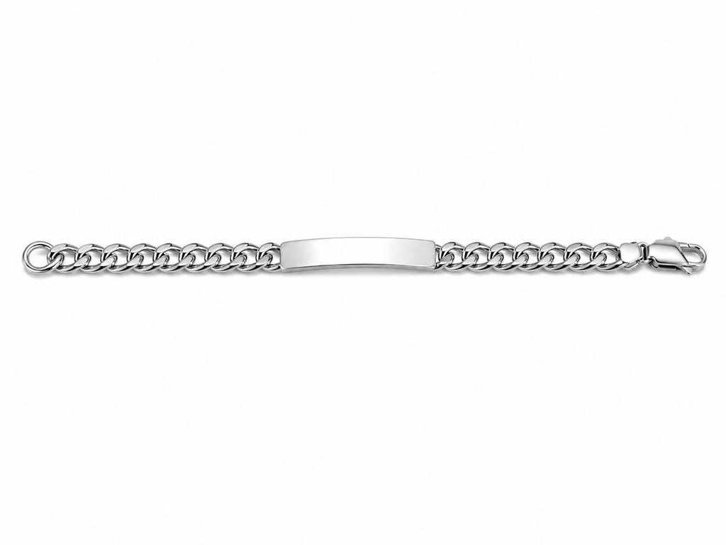 Kritharth Jewels Silver-Tone Engravable ID Chain Bracelet