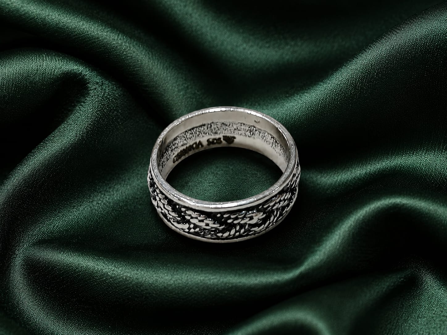 Kritharth Jewels Vintage Dragon Engraved Silver Band Ring