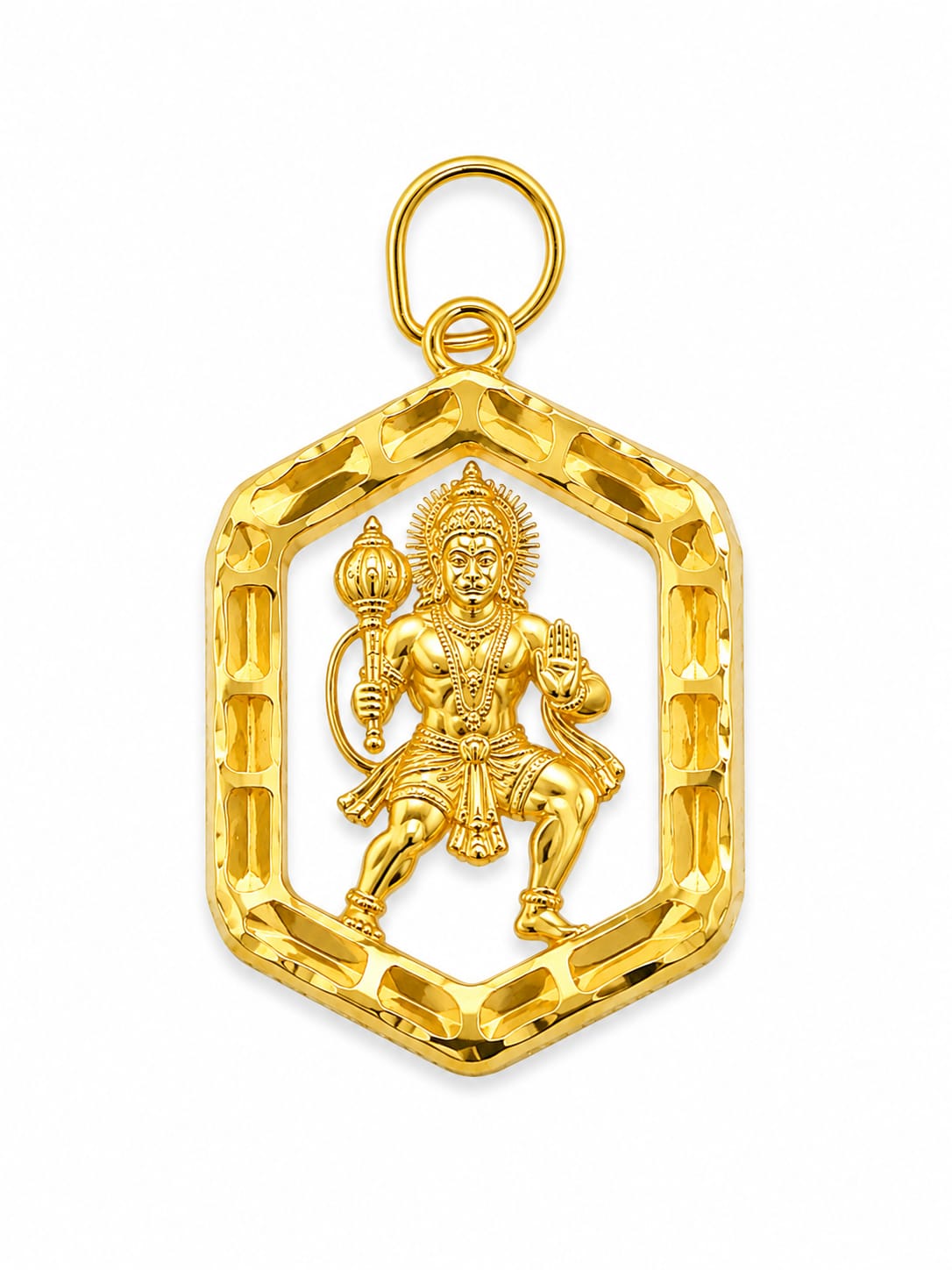 Divine Bajrangbali Gold Religious Pendant