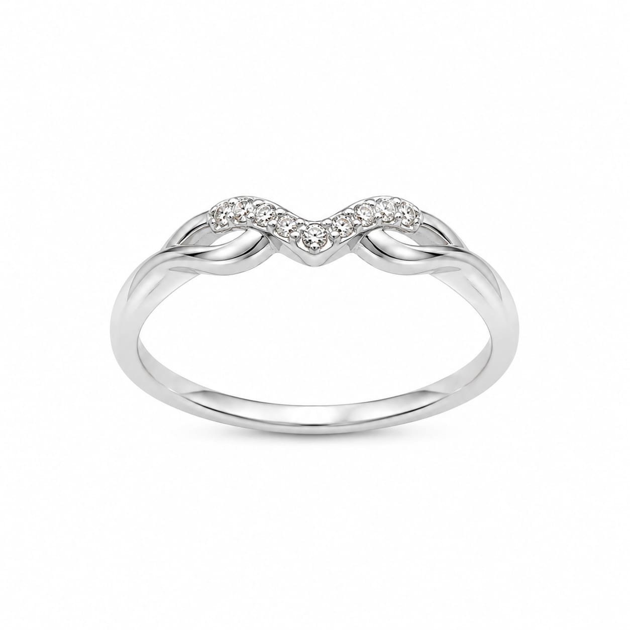 925 Sterling Silver Infinity Twist CZ Ring for Women
