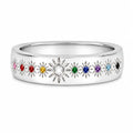 925 Sterling Silver Multi-Color Birthstone Band Ring for Women