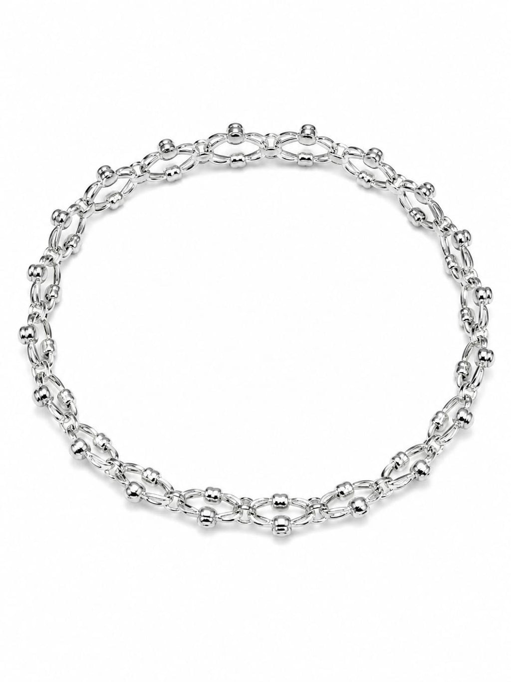 Sterling Silver Beaded Link Bracelet for Women