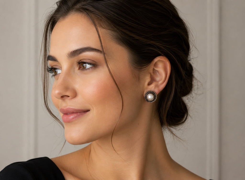 Kritharth Jewels Classic Pearl Stud Earrings for Women