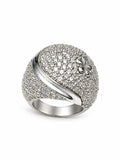 925 Sterling Silver Floral Pavé Statement Ring for Women