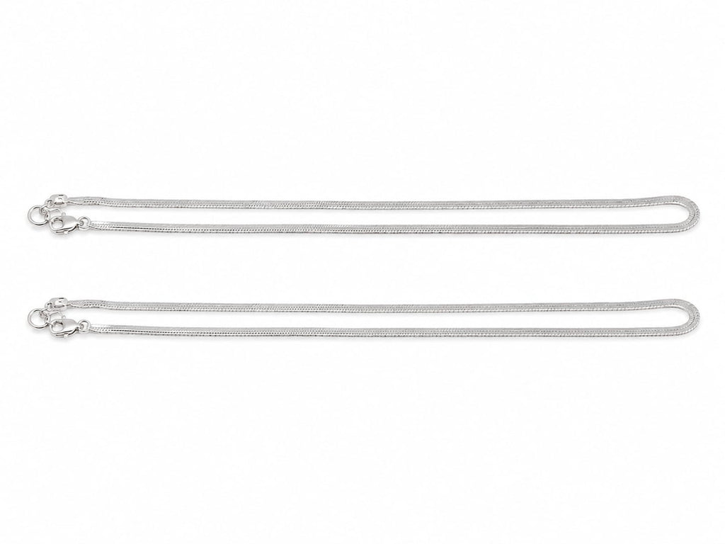 Kritharth Jewels 925 Sterling Silver Flat Snake Chain Anklet Pair for Women