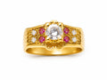 925 Sterling Silver Gold-Plated Ruby & CZ Solitaire Ring for Men
