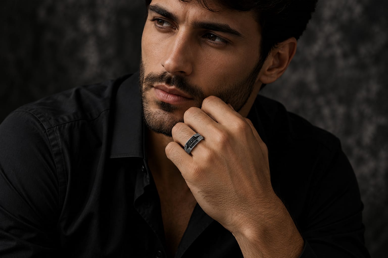 925 Sterling Silver Black Onyx Signet Ring – Greek Key Men's Statement Ring