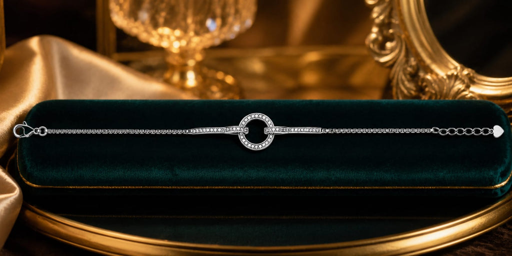 Sterling Silver Halo Circle Bracelet for Women
