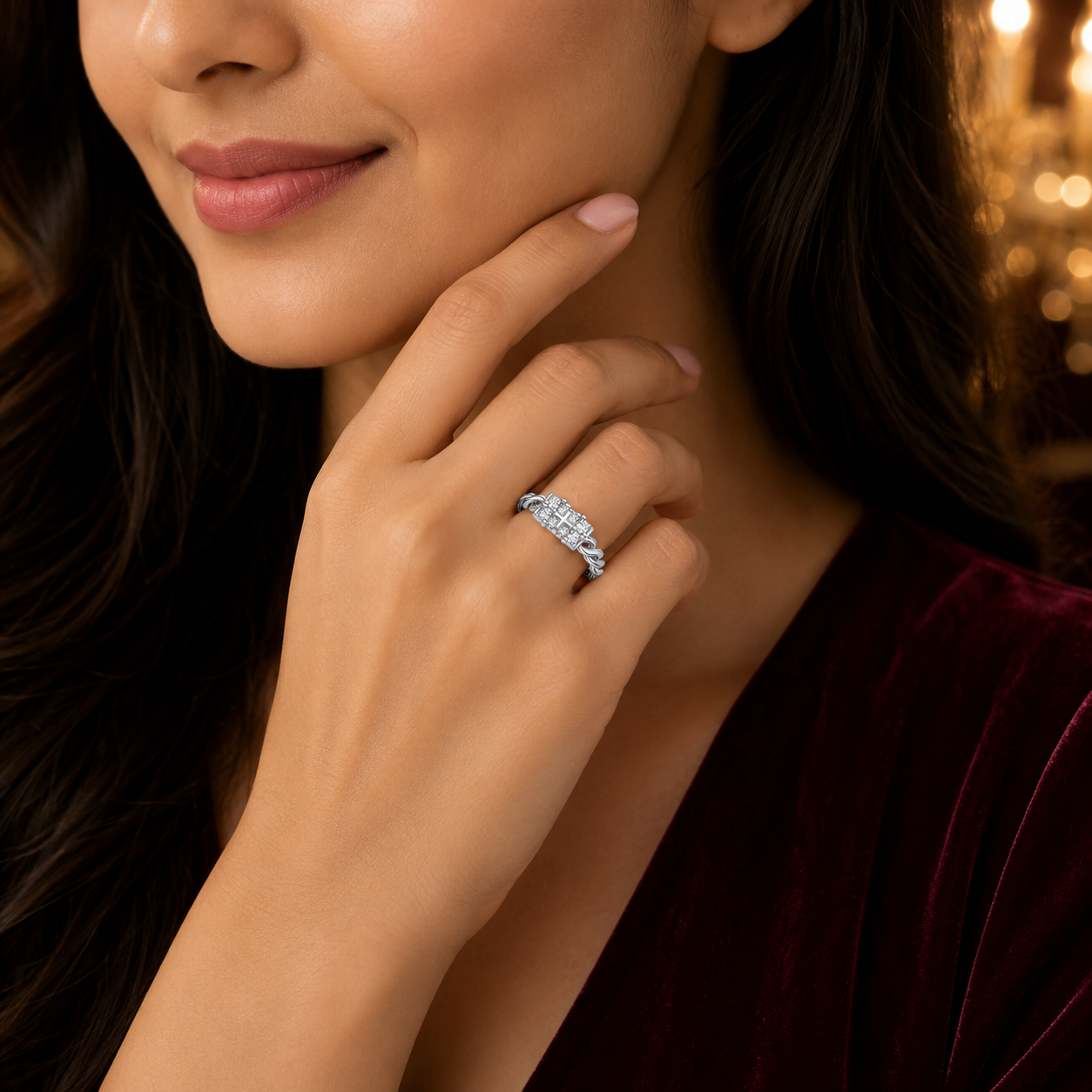 925 Sterling Silver Cross Cubic Zirconia Twisted Rope Ring for Women