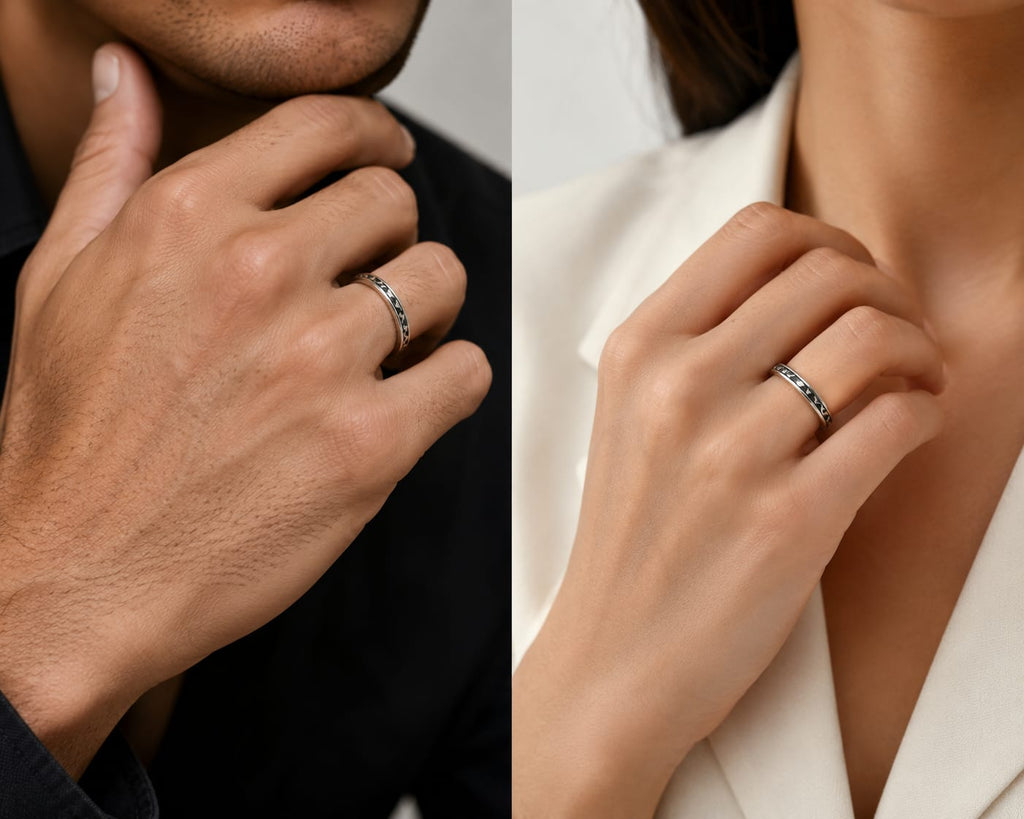 Kritharth Jewels Geometric Heritage Silver Band Ring