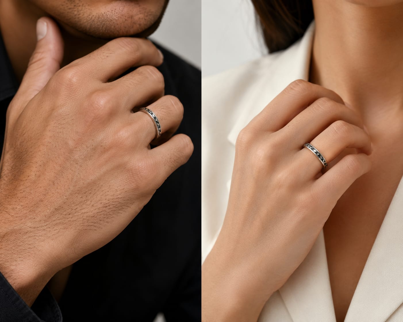 Kritharth Jewels Geometric Heritage Silver Band Ring