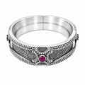Kritharth Jewels Premium Oxidised Silver-Tone Kada Bracelet with Ruby-Red Stone