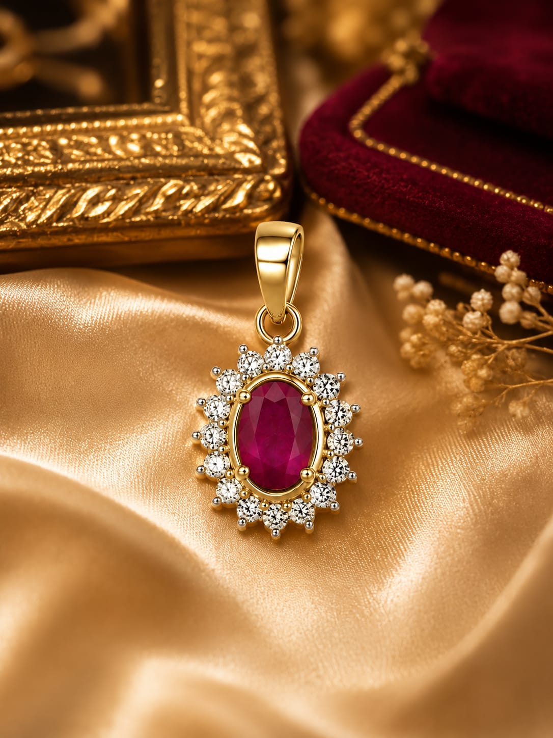 Elegant Oval Ruby Pendant for Women