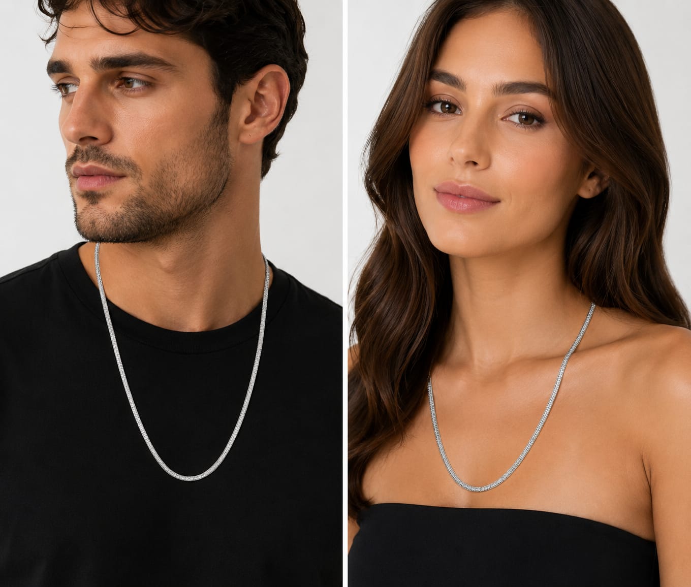 Elegant Silver-Tone Tennis Chain Necklace