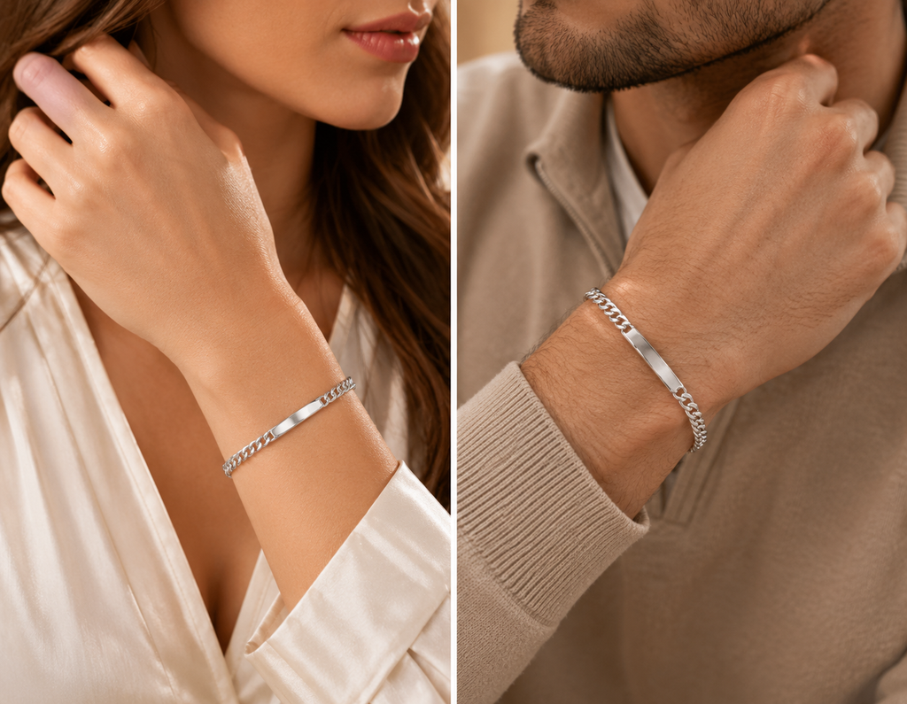 Kritharth Jewels Sterling Silver ID Chain Bracelet
