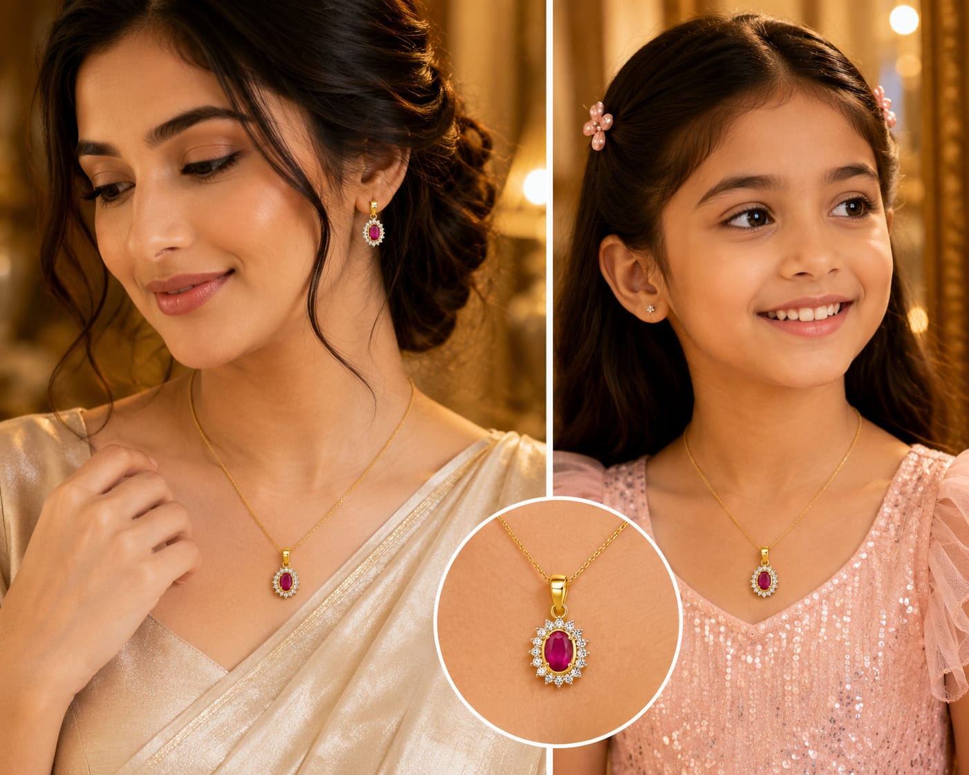 Elegant Oval Ruby Pendant for Women