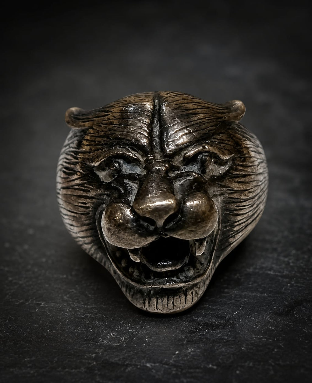 Roaring Panther Head Ring – Vintage Stainless Steel Animal Statement Ring