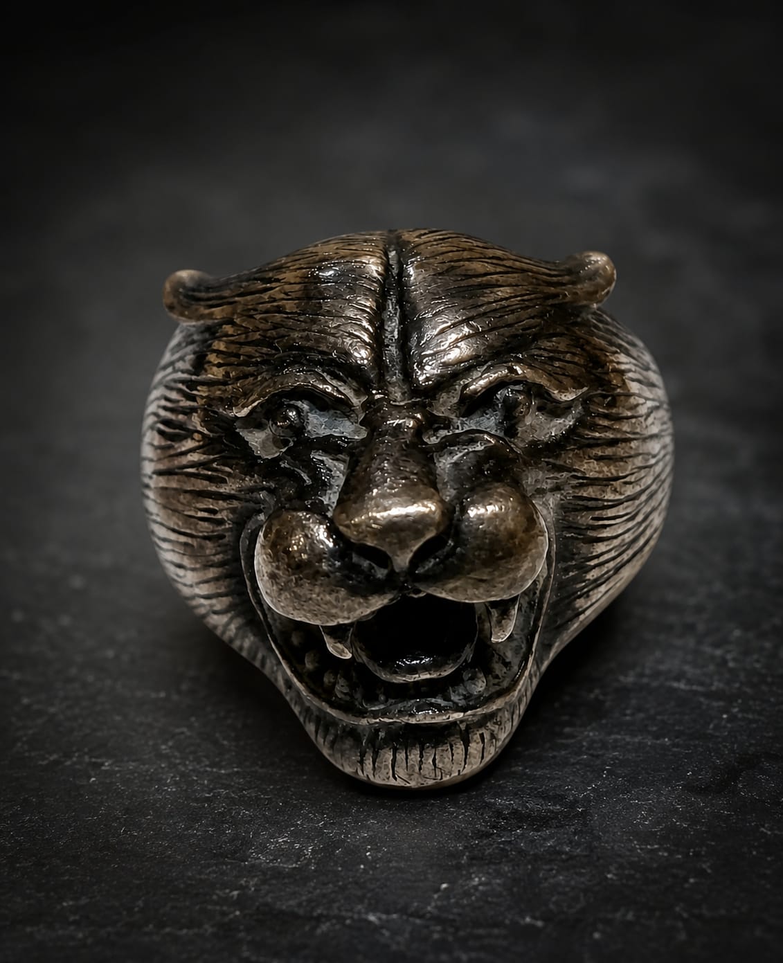 Roaring Panther Head Ring – Vintage Stainless Steel Animal Statement Ring