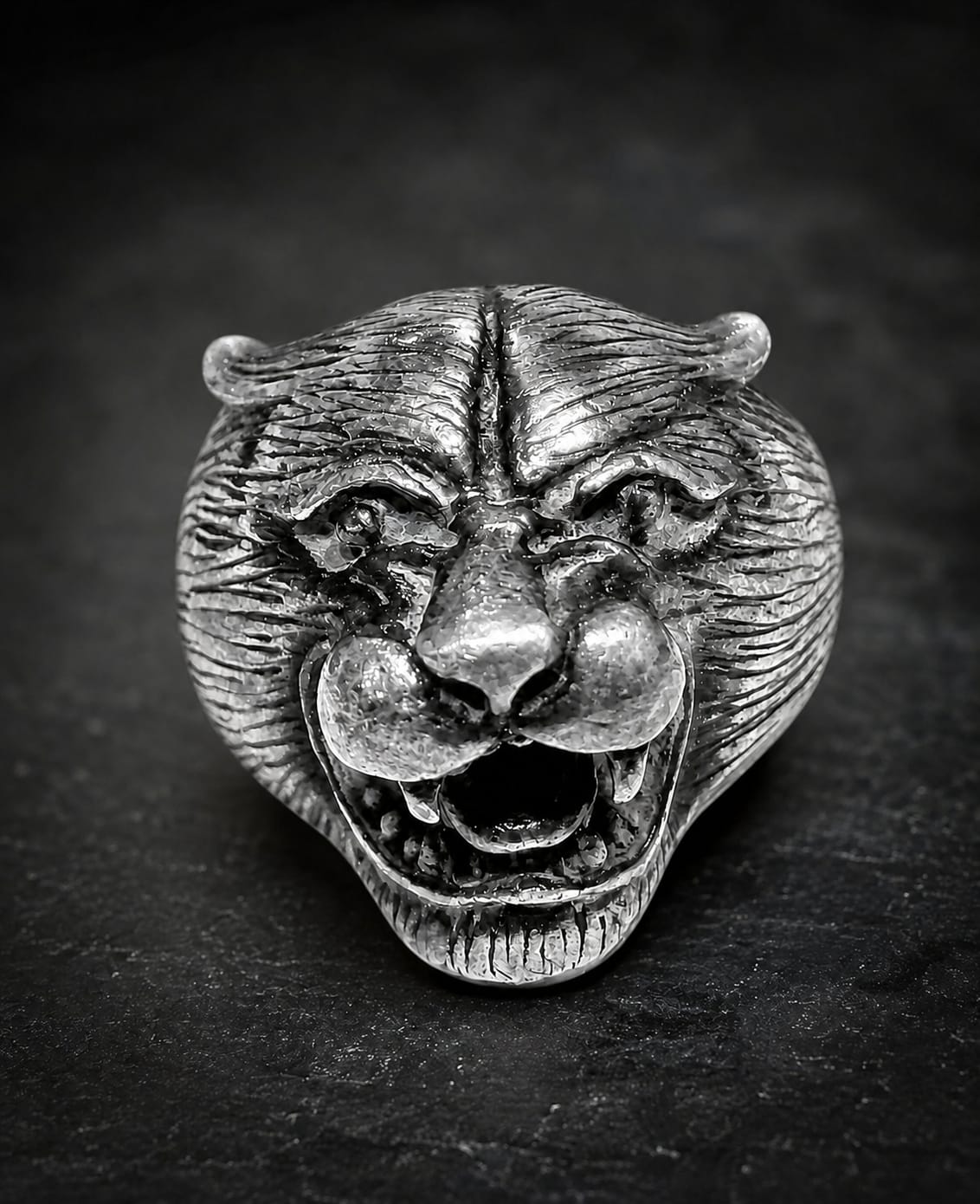 Roaring Panther Head Ring – Vintage Stainless Steel Animal Statement Ring
