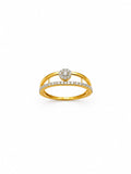18K Gold Diamond Halo Open Band Ring for Women
