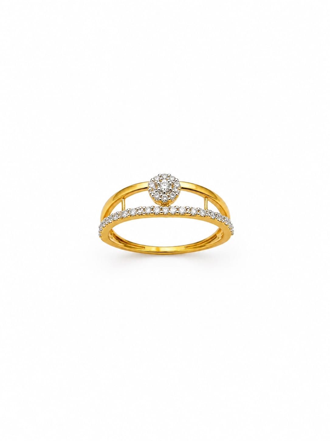 18K Gold Diamond Halo Open Band Ring for Women
