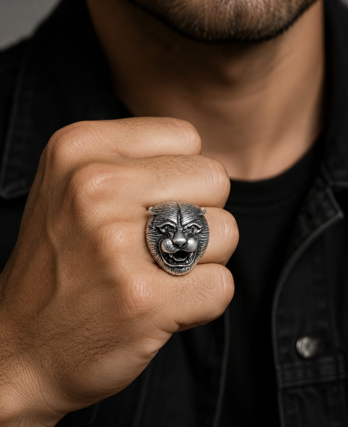 Roaring Panther Head Ring – Vintage Stainless Steel Animal Statement Ring