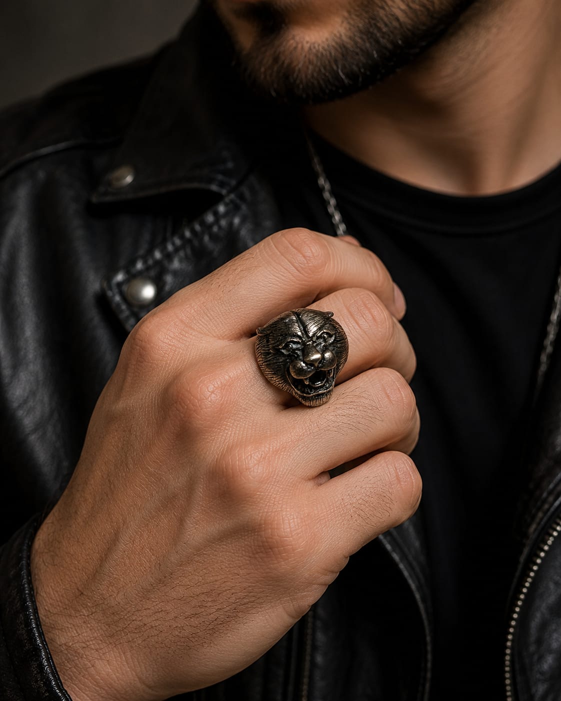 Roaring Panther Head Ring – Vintage Stainless Steel Animal Statement Ring