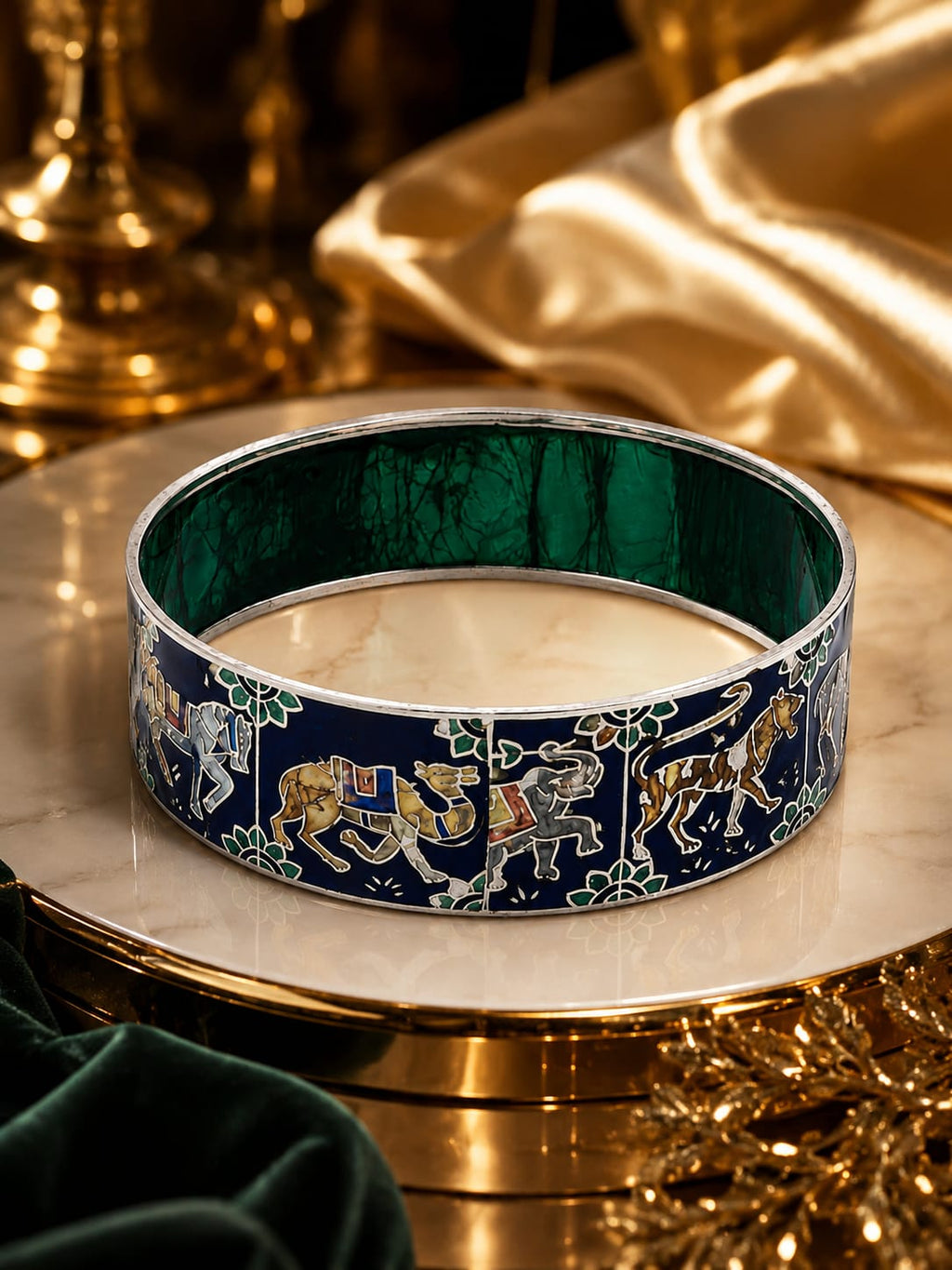 Kritharth Jewels Handcrafted Blue Meenakari Kada Bracelet
