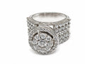 Luxury Round Halo Crystal Ring – Silver-Tone Iced-Out Statement Ring