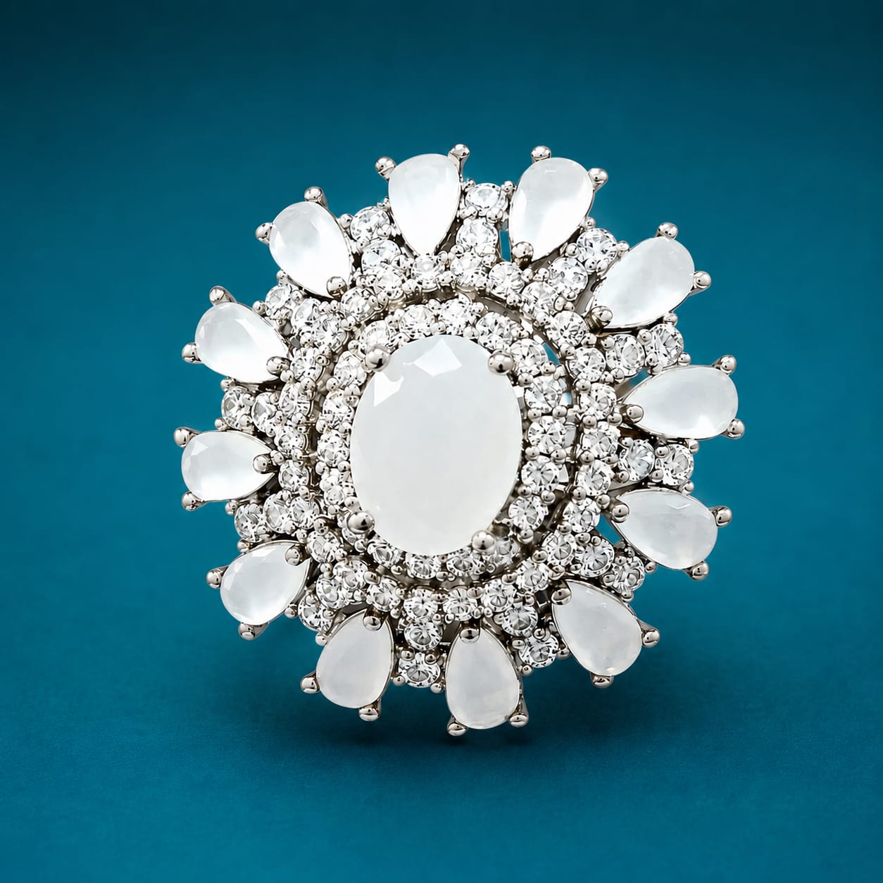 Radiant Snowflake Crystal Statement Ring