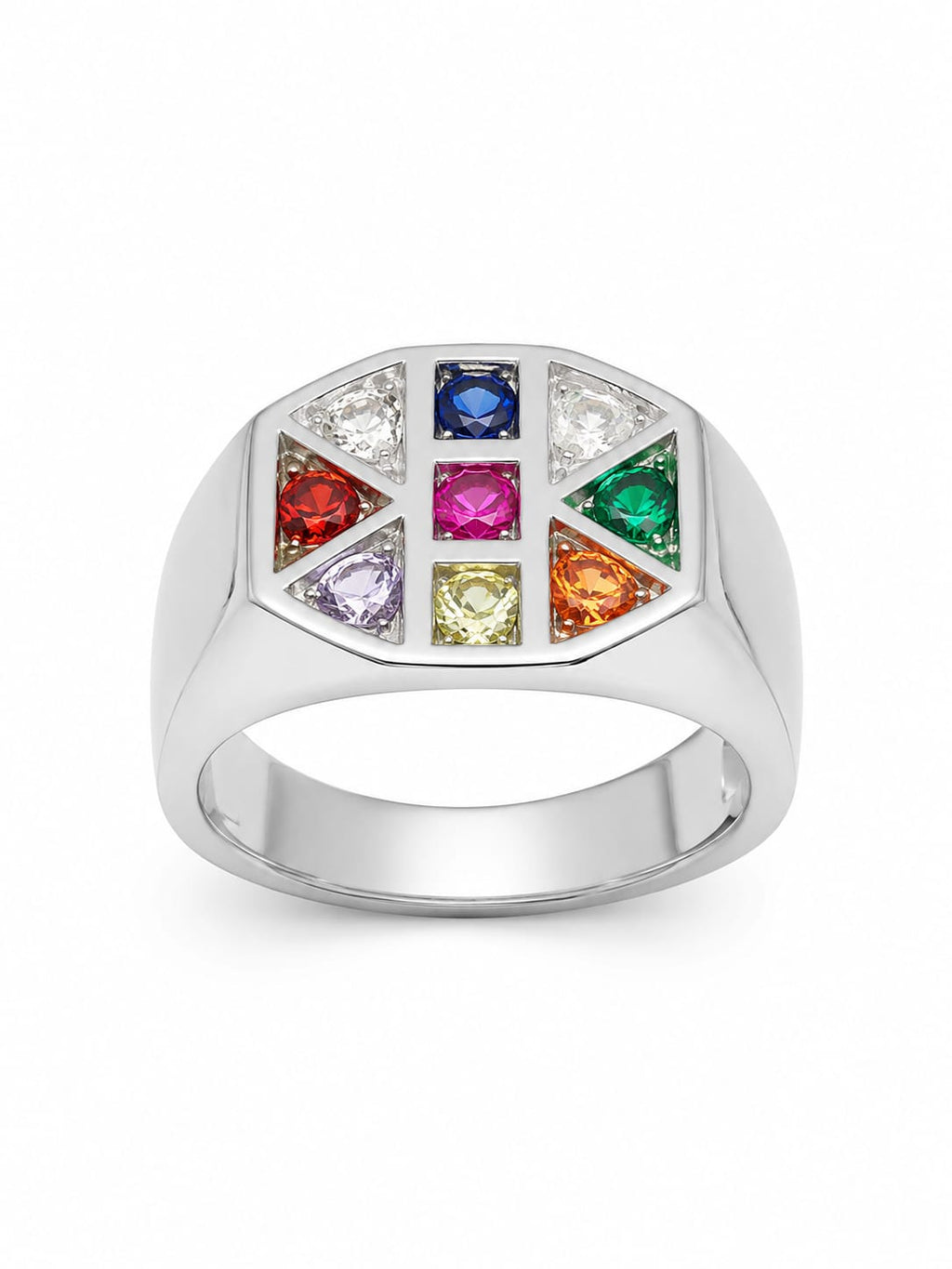 925 Sterling Silver Navratna Signet Ring for Men & Women