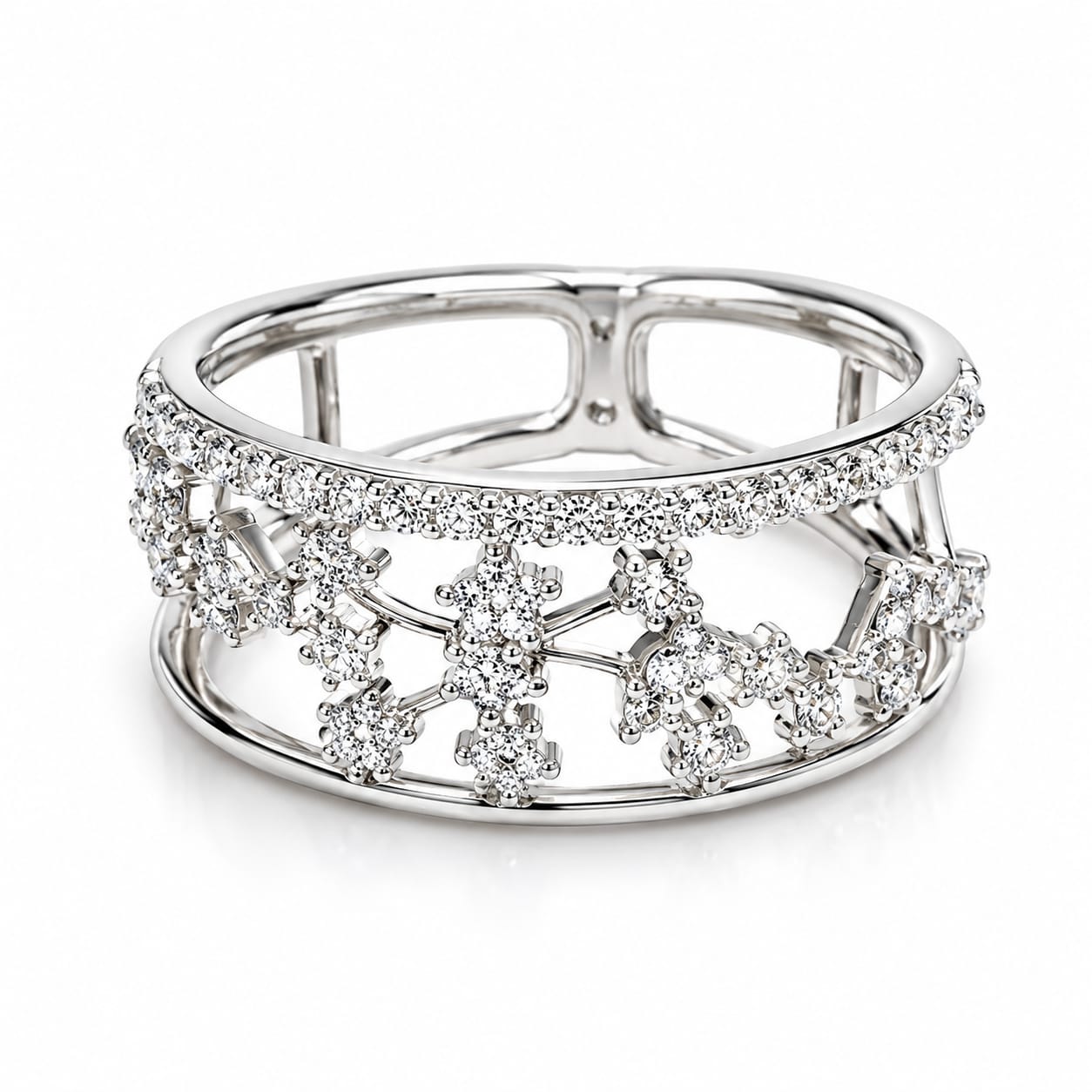 925 Sterling Silver Snowflake Openwork Ring for Women