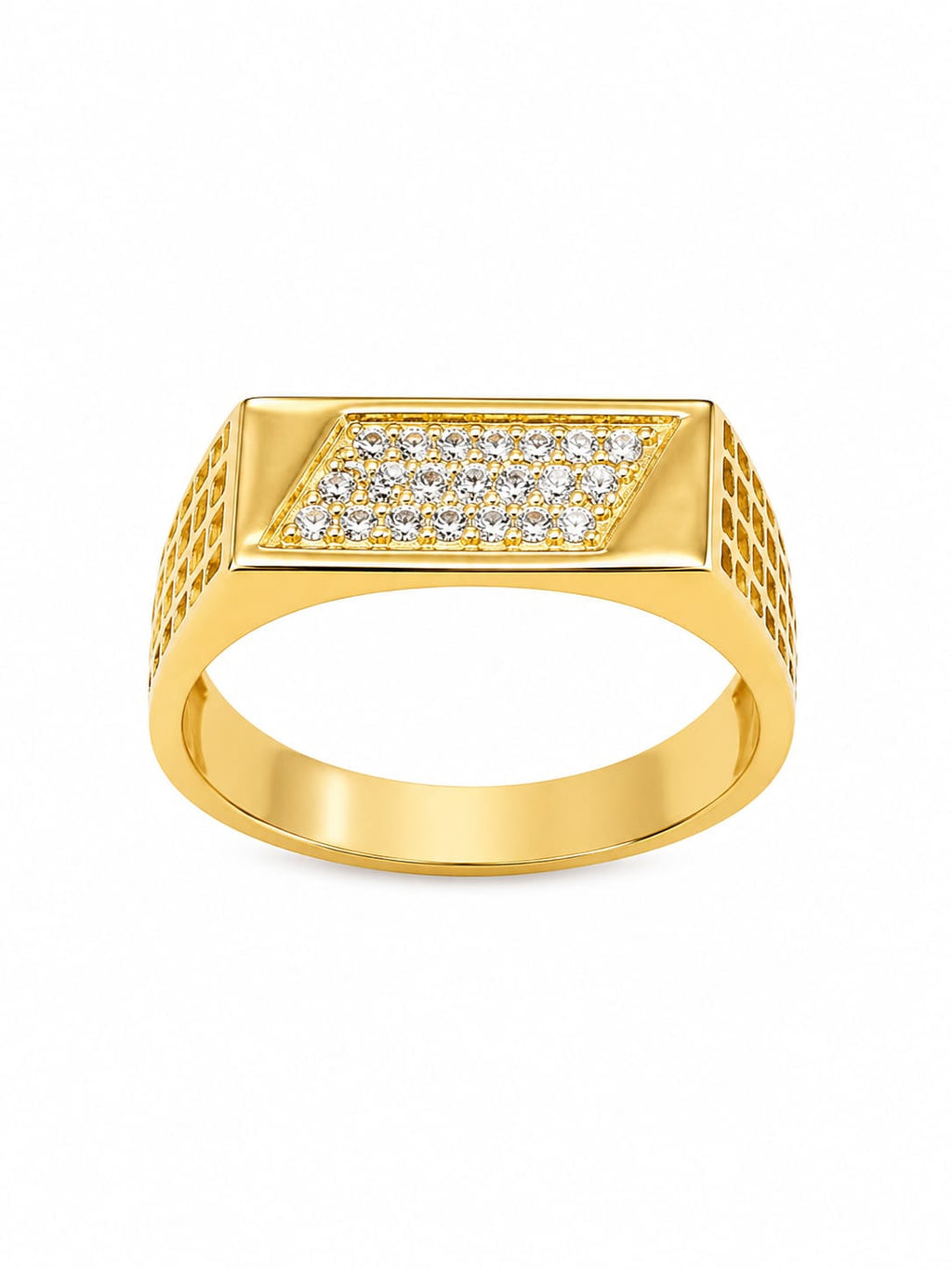 Kritharth Jewels 18K Gold CZ Signet Ring for Men