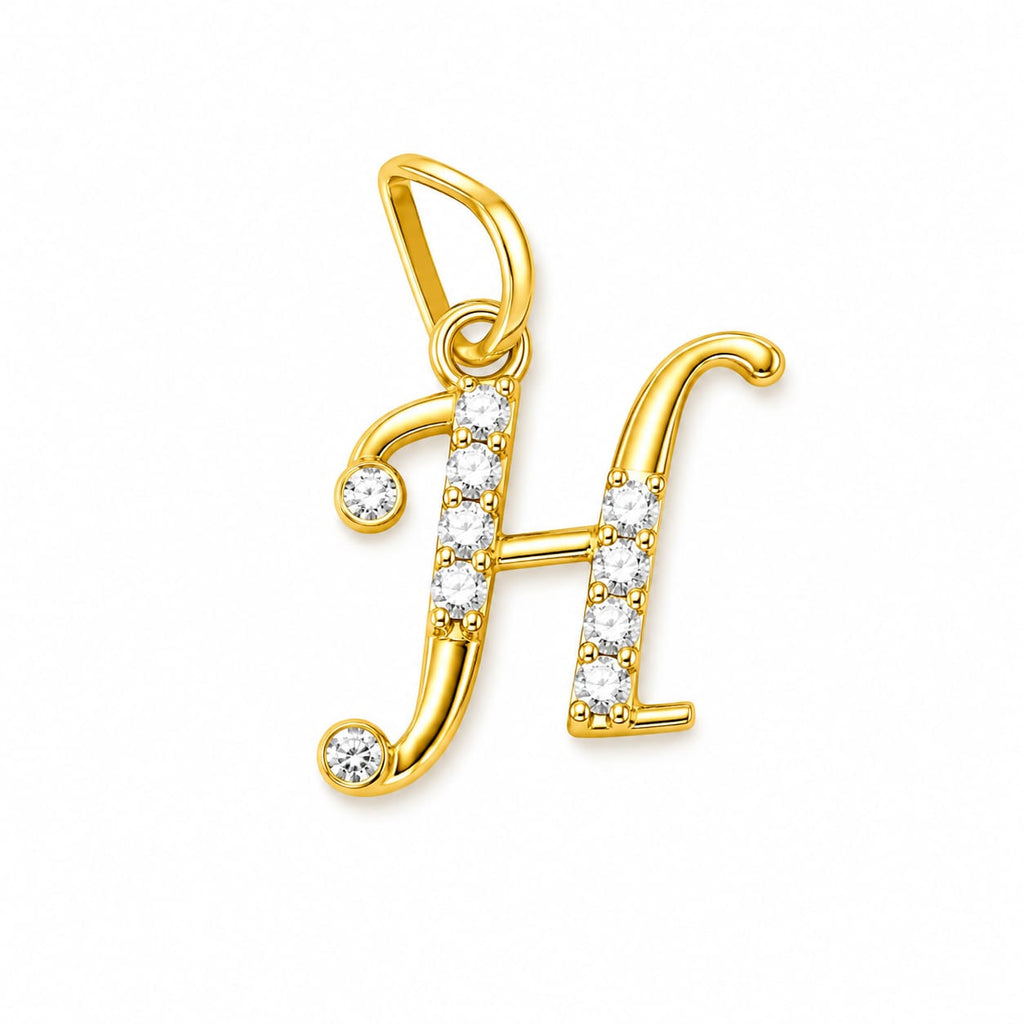 18K Gold Diamond Initial "H" Pendant