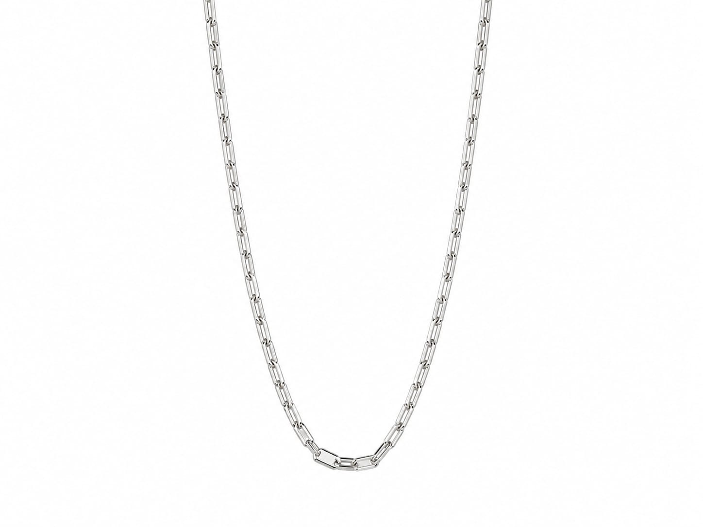 Silver Paperclip Chain Necklace – Minimalist Unisex Link Chain