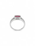 925 Sterling Silver Ruby Red Emerald Cut Ring for Women