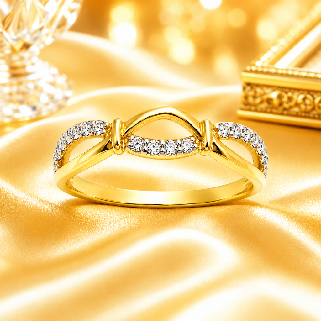 18K Gold Diamond Infinity Ring for Women