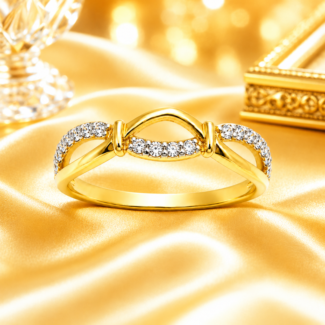 18K Gold Diamond Infinity Ring for Women