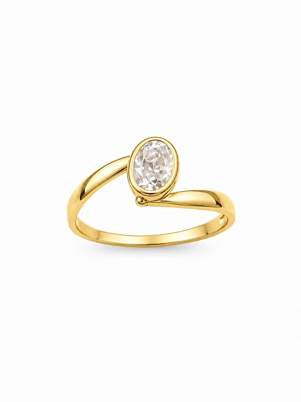 18K Gold Oval Solitaire Diamond Ring for Women