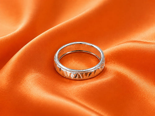 925 Sterling Silver Geometric Carved Band Ring