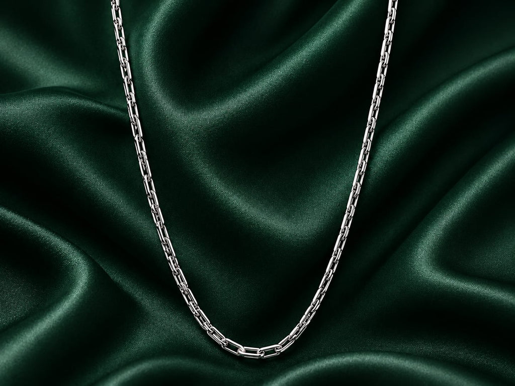 Silver Paperclip Chain Necklace – Minimalist Unisex Link Chain