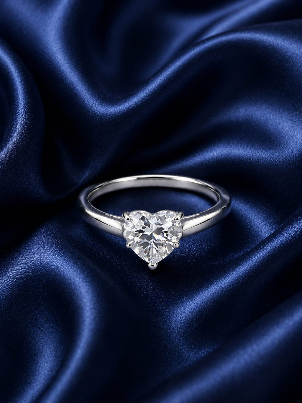 Heart Cut Solitaire Ring – Elegant Silver-Tone Love Ring for Women