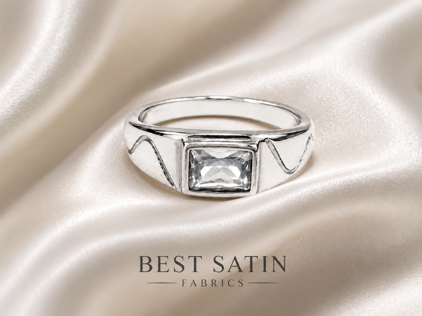 Kritharth Jewels Sterling Silver Geometric Crystal Ring (S925)