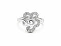 Silver Floral Swirl Adjustable Ring for Women | Elegant Crystal Statement Ring
